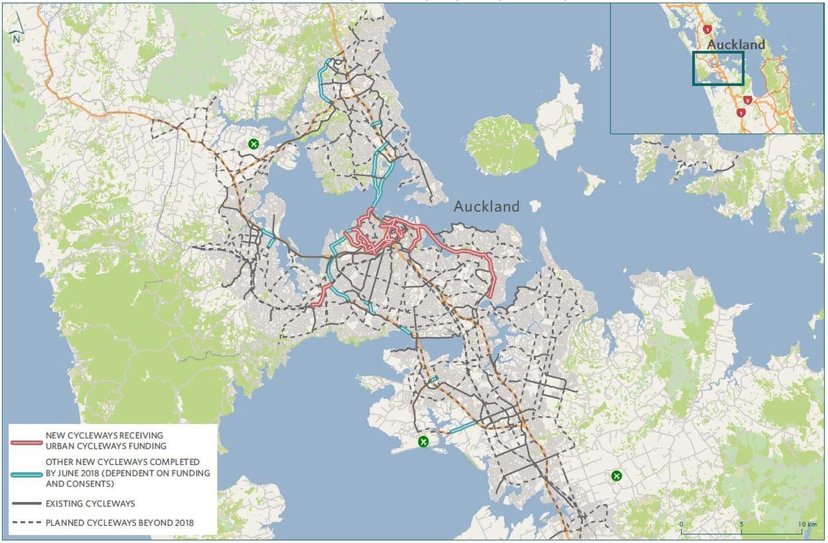 karta веломагистраль Auckland na karti