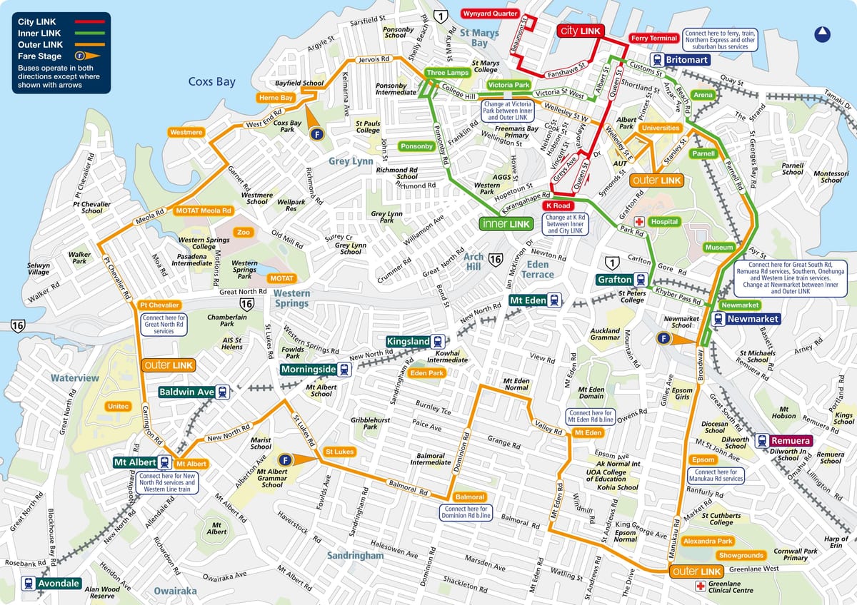 Auckland karta autobusnih linija
