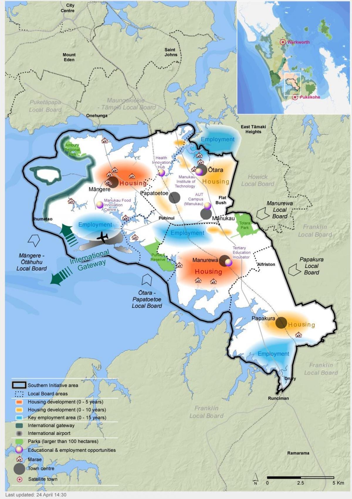 karta Južne Auckland