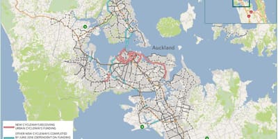 Karta веломагистраль Auckland na karti