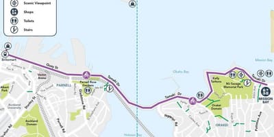 Pink веломагистраль Auckland na karti