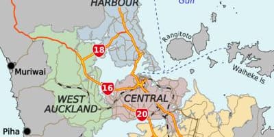 Karta područja Auckland